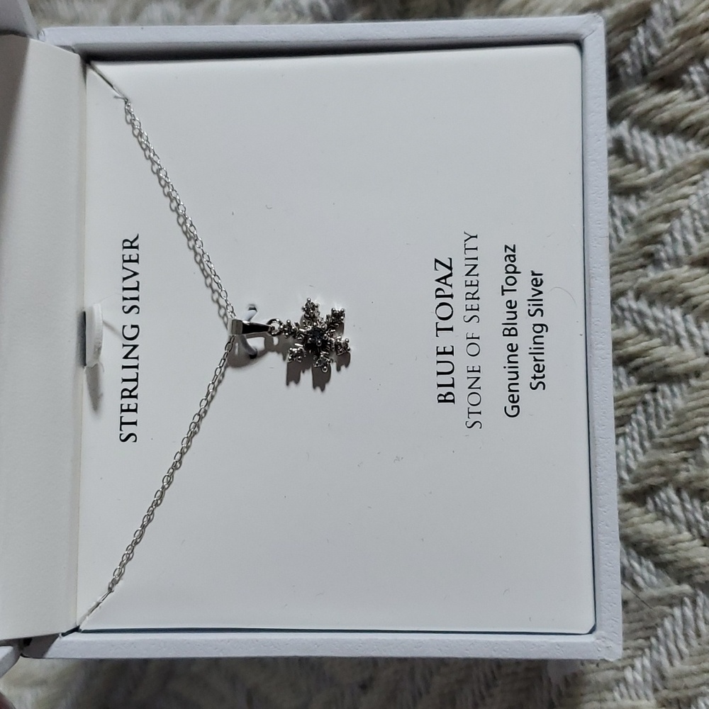 R.H. Macy & Co. Blue Topaz Snowflake 18" Pendant Necklace (1/6 Ct. T.w.) in Ster